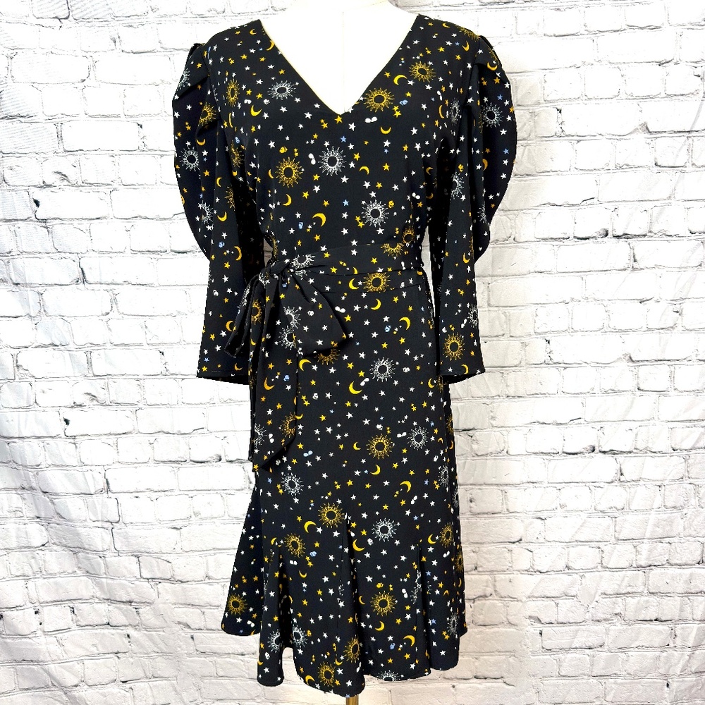 KARL LAGERFELD PARIS - Belted Puff Sleeve Dress - Size 14 - NWT